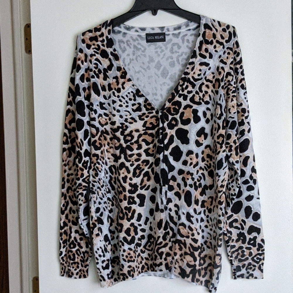 Luca Milani Leopard Print Cardigan L